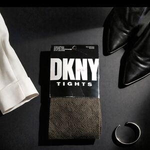 Vintage 1996 DKNY Diamond Control Top Tights Olive Tall Made USA